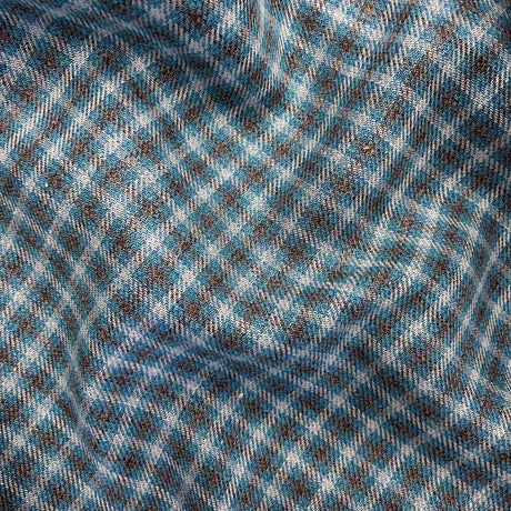 Sky Blue Check Linen Silk Blend Fabric - Sky Blue Check, 58/60" Width