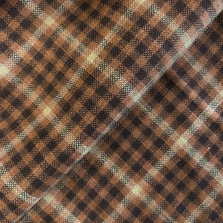 Brown And Black Small Check Wool Suiting Wool Fabric - Brown And Black Small Check, 58/60" Width