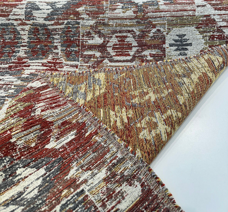 Tahoma Flame Chenille Fabric - Vintage Inspired, Flame, 25" Vertical Repeat, 29" Horizontal Repeat (1 Yard)