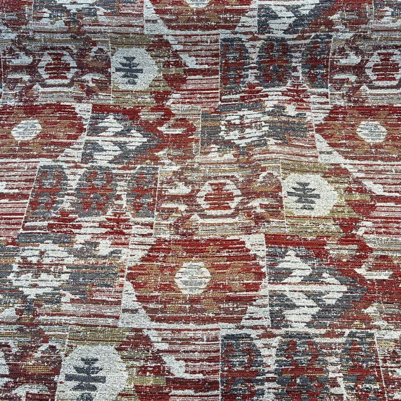Tahoma Flame Chenille Fabric - Vintage Inspired, Flame, 25" Vertical Repeat, 29" Horizontal Repeat (1 Yard)