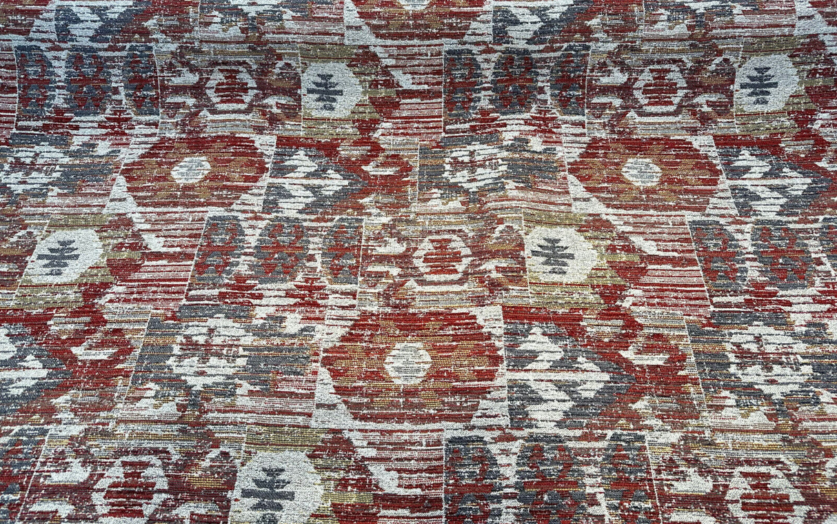 Tahoma Flame Chenille Fabric - Vintage Inspired, Flame, 25" Vertical Repeat, 29" Horizontal Repeat (1 Yard)