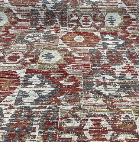 Tahoma Flame Chenille Fabric - Vintage Inspired, Flame, 25" Vertical Repeat, 29" Horizontal Repeat (1 Yard)