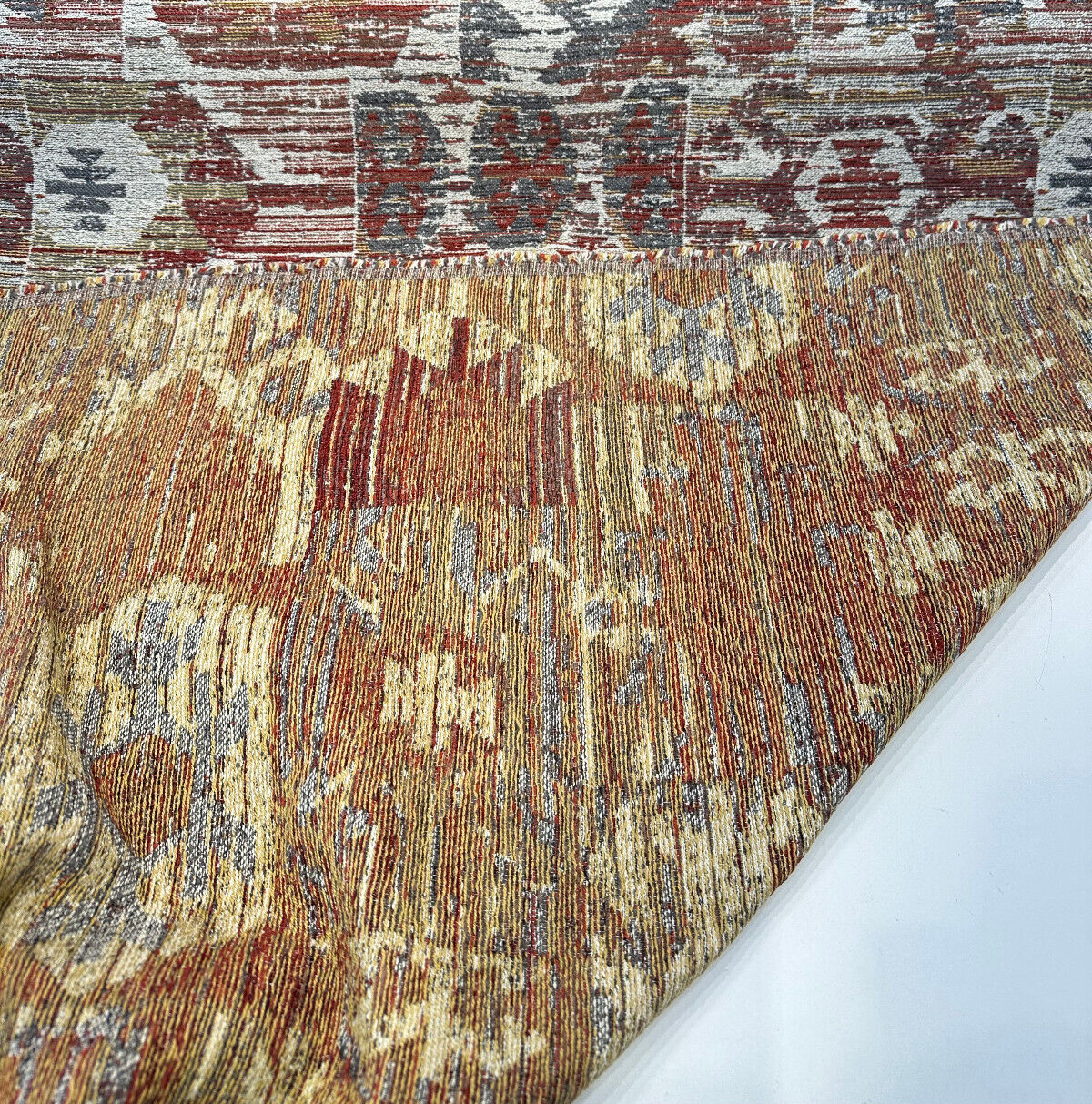 Tahoma Flame Chenille Fabric - Vintage Inspired, Flame, 25" Vertical Repeat, 29" Horizontal Repeat (1 Yard)