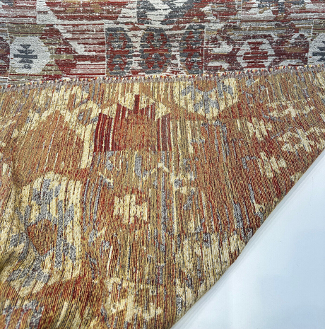 Tahoma Flame Chenille Fabric - Vintage Inspired, Flame, 25" Vertical Repeat, 29" Horizontal Repeat (1 Yard)