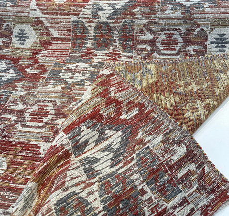 Tahoma Flame Chenille Fabric - Vintage Inspired, Flame, 25" Vertical Repeat, 29" Horizontal Repeat (1 Yard)
