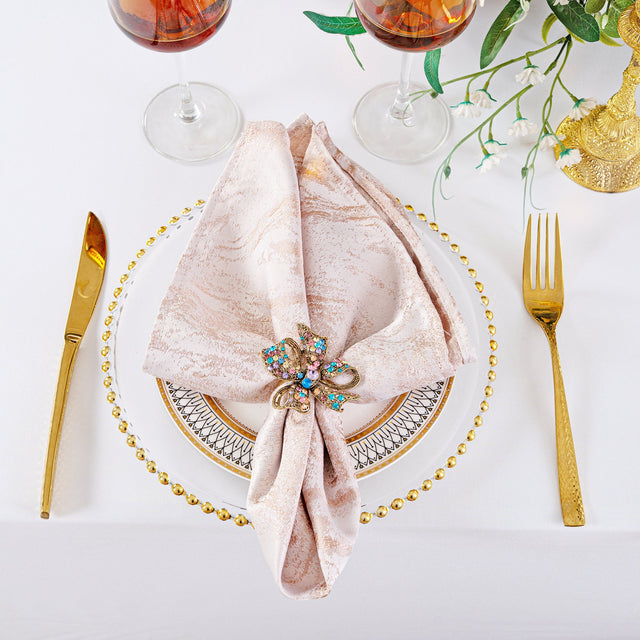 Jacquard Dinner Napkin Sample 20x20 Blush Pink/Rose Gold