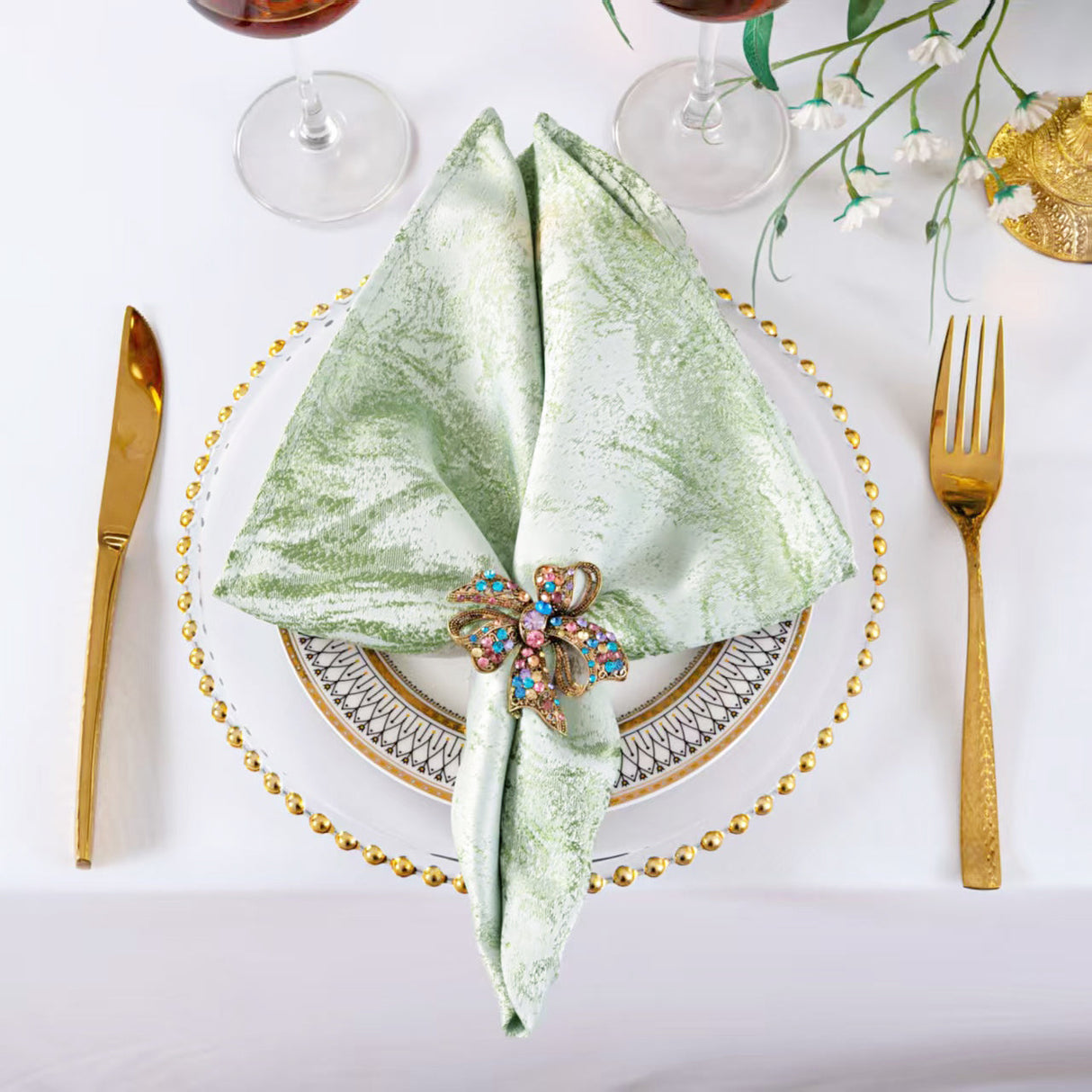 Jacquard Cloth Dinner Napkin 20x20 Sage Green