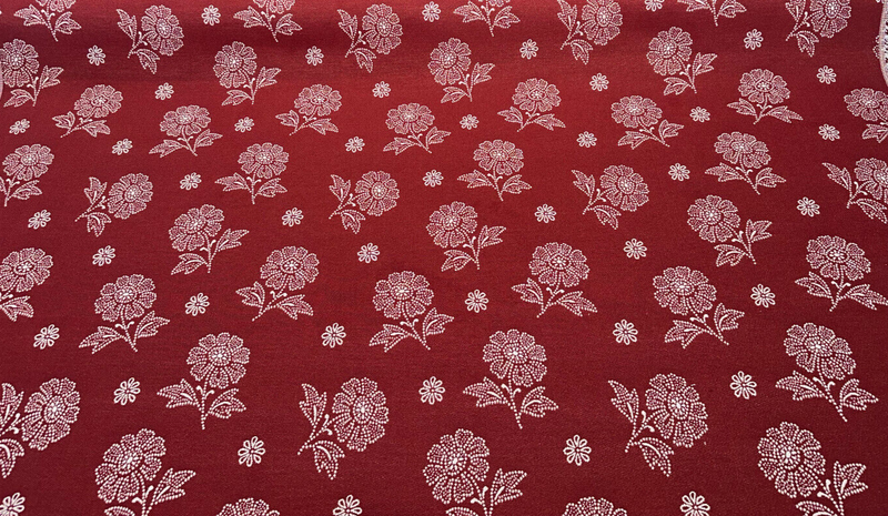 Bandana Redwood Sunbrella Solution Dyed Acrylic Fabric - Red Bandana Print, 54" Width (1 Yard)