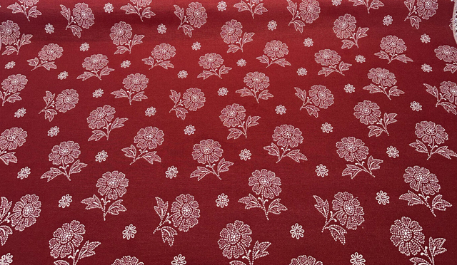 Bandana Redwood Sunbrella Solution Dyed Acrylic Fabric - Red Bandana Print, 54" Width (1 Yard)