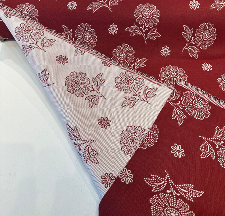 Bandana Redwood Sunbrella Solution Dyed Acrylic Fabric - Red Bandana Print, 54" Width (1 Yard)