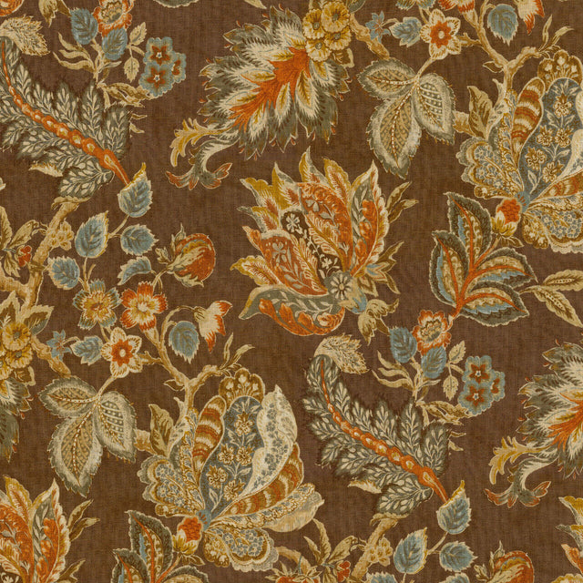 Brompton Linen Fabric - Amber Brown, Woven Pattern, 54" Width (By The Yard)