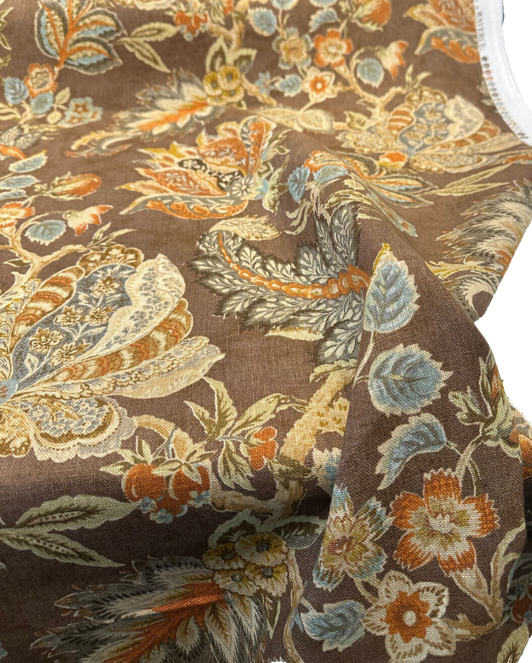 Brompton Linen Fabric - Amber Brown, Woven Pattern, 54" Width (By The Yard)
