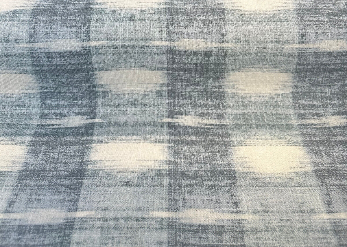 Waverly Sashika Linen Blend Fabric - Plaid Ikat, Lagoon Teal, 54" Width (By The Yard)