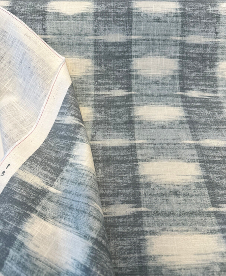 Waverly Sashika Linen Blend Fabric - Plaid Ikat, Lagoon Teal, 54" Width (By The Yard)