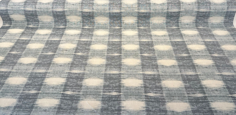 Waverly Sashika Linen Blend Fabric - Plaid Ikat, Lagoon Teal, 54" Width (By The Yard)