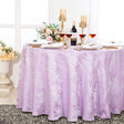 Round Polyester Tablecloth 132" Mirage Jacquard Lavender
