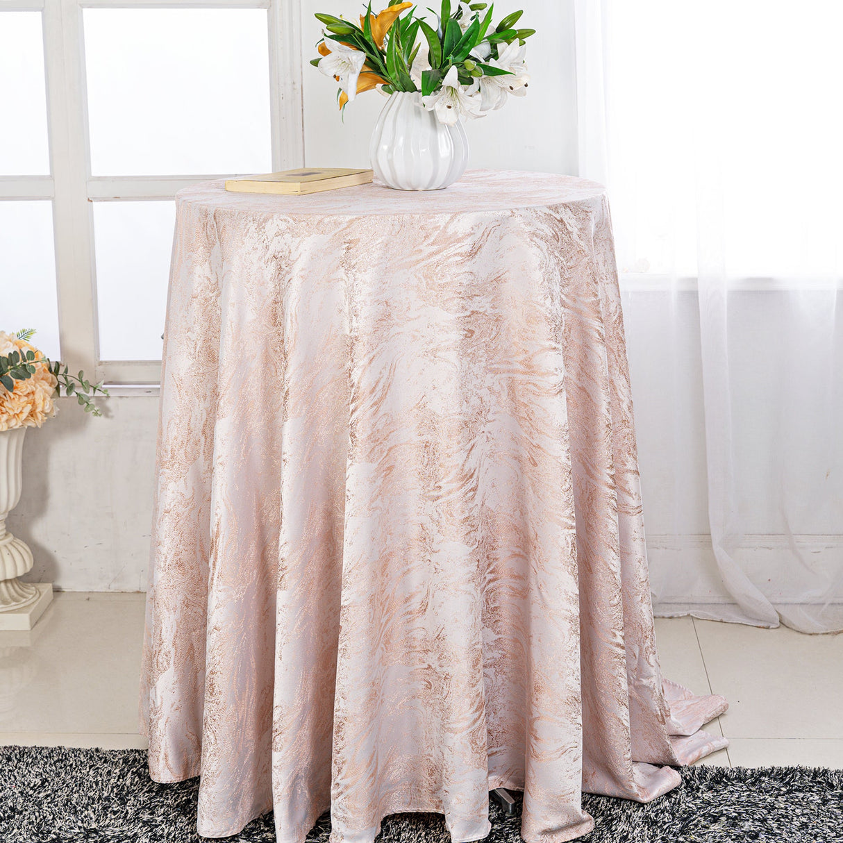 Round Polyester Tablecloth 120 Seamless Mirage Jacquard