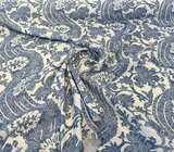 Waverly Brevard Cotton Linen Fabric - Chambray Blue, 54" Width, 13.5" Horizontal Repeat, 13.5" Vertical Repeat (1 Yard)