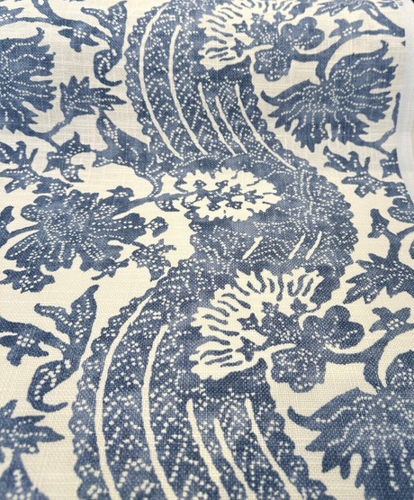 Waverly Brevard Cotton Linen Fabric - Chambray Blue, 54" Width, 13.5" Horizontal Repeat, 13.5" Vertical Repeat (1 Yard)