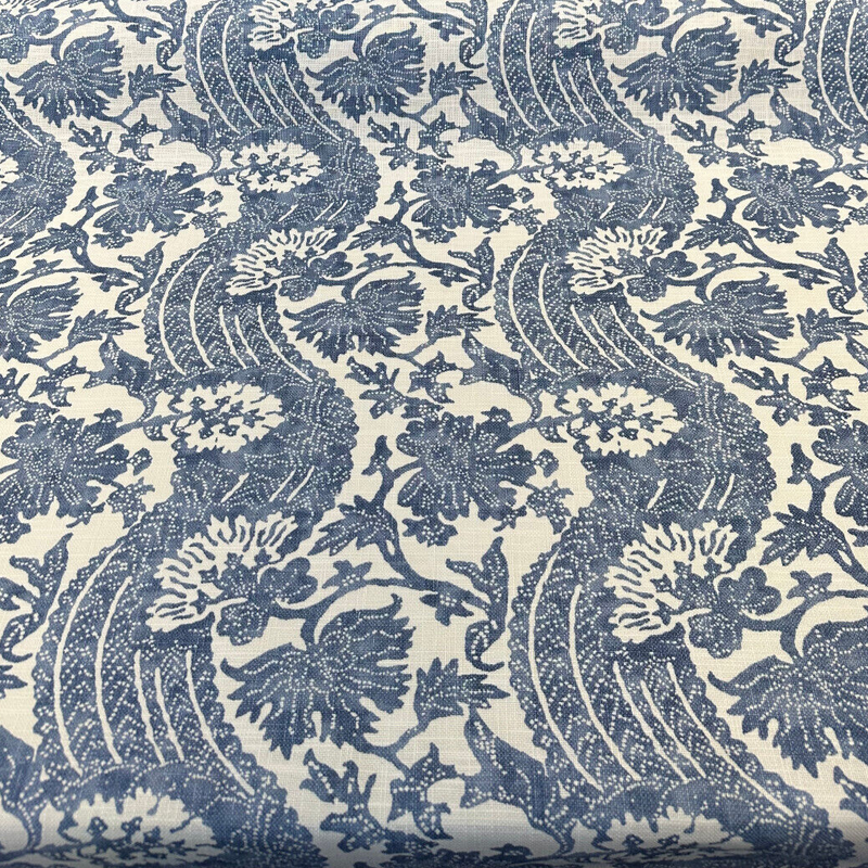 Waverly Brevard Cotton Linen Fabric - Chambray Blue, 54" Width, 13.5" Horizontal Repeat, 13.5" Vertical Repeat (1 Yard)