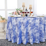 Round Polyester Tablecloth 120" Seamless Mirage Jacquard Royal Blue