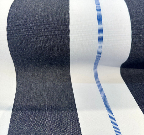 Relate Harbor Acrylic Fabric - Navy Blue, Light Blue, White Stripes, 54" Width (1 Yard)