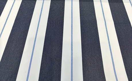 Relate Harbor Acrylic Fabric - Navy Blue, Light Blue, White Stripes, 54" Width (1 Yard)