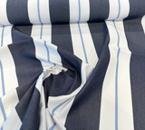 Relate Harbor Acrylic Fabric - Navy Blue, Light Blue, White Stripes, 54" Width (1 Yard)