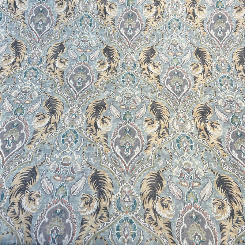 Twin Tigers Cotton Fabric - Reed Animal Botanical Print, 54" Width (1 Yard)
