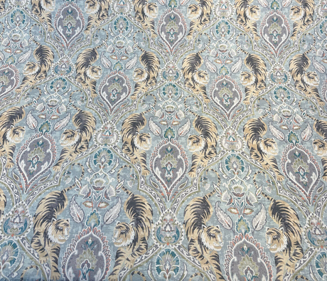 Twin Tigers Cotton Fabric - Reed Animal Botanical Print, 54" Width (1 Yard)