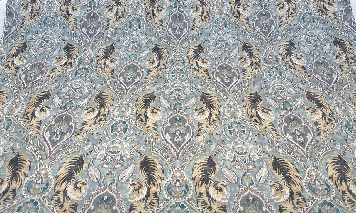 Twin Tigers Cotton Fabric - Reed Animal Botanical Print, 54" Width (1 Yard)