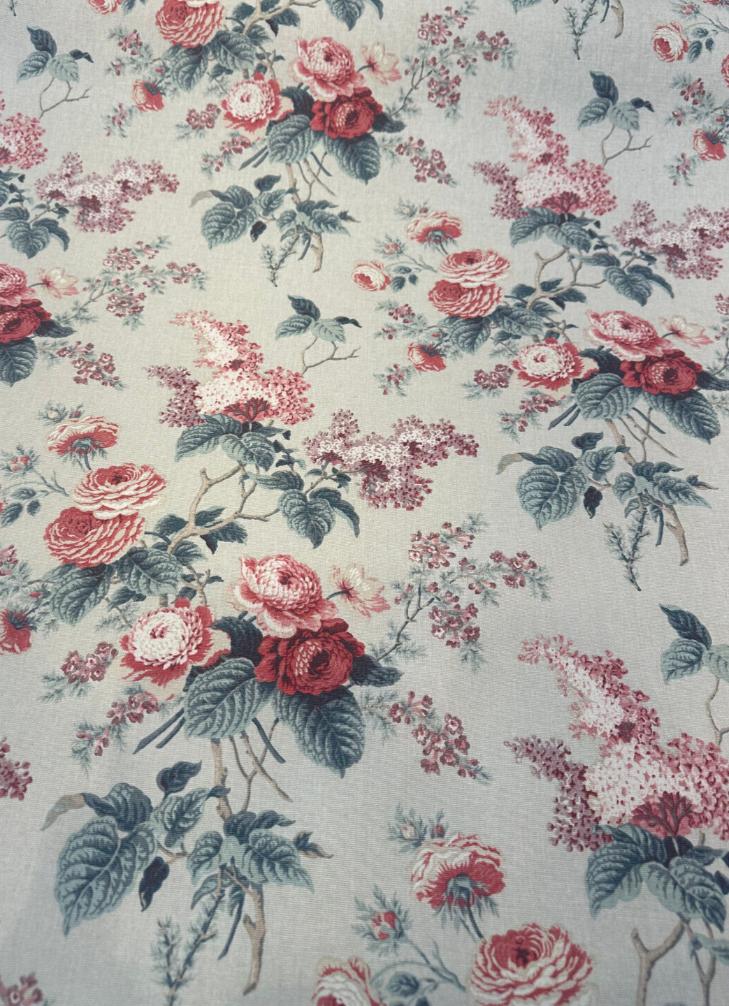 Waverly Emma'S Garden Rosewood Cotton Fabric - Floral Birds, Beige Background, 54" Width, 18" Vertical Repeat, 13.5" Horizontal Repeat (1 Yard)