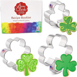 Ann Clark Shamrock 3-Pc. Cookie Cutter Set, Made in USA, Small, Medium, Large Shamrock