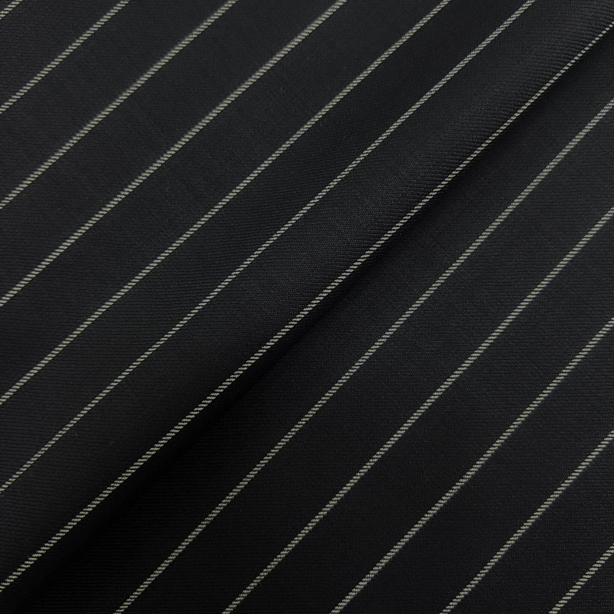 Black Stripe Super 120S Merino Wool Fabric - Black Stripe, 60" Width