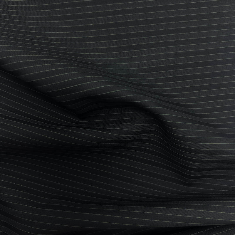 Black Shadow Stripe Wool Suiting Fabric - 100 Percent Wool Fabric, Black Shadow Stripe, 60" Width