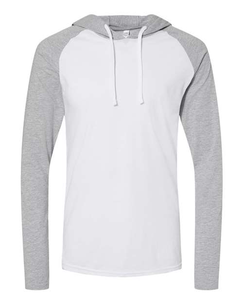 LAT Men's Fine Jersey Hooded Long Sleeve Raglan T-Shirt