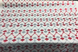 Fruits Of The Gods Poly-Cotton Fabric - Red And Grey Ikat Geometric Pattern, 58" Width (1 Yard)