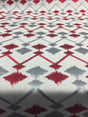 Fruits Of The Gods Poly-Cotton Fabric - Red And Grey Ikat Geometric Pattern, 58" Width (1 Yard)
