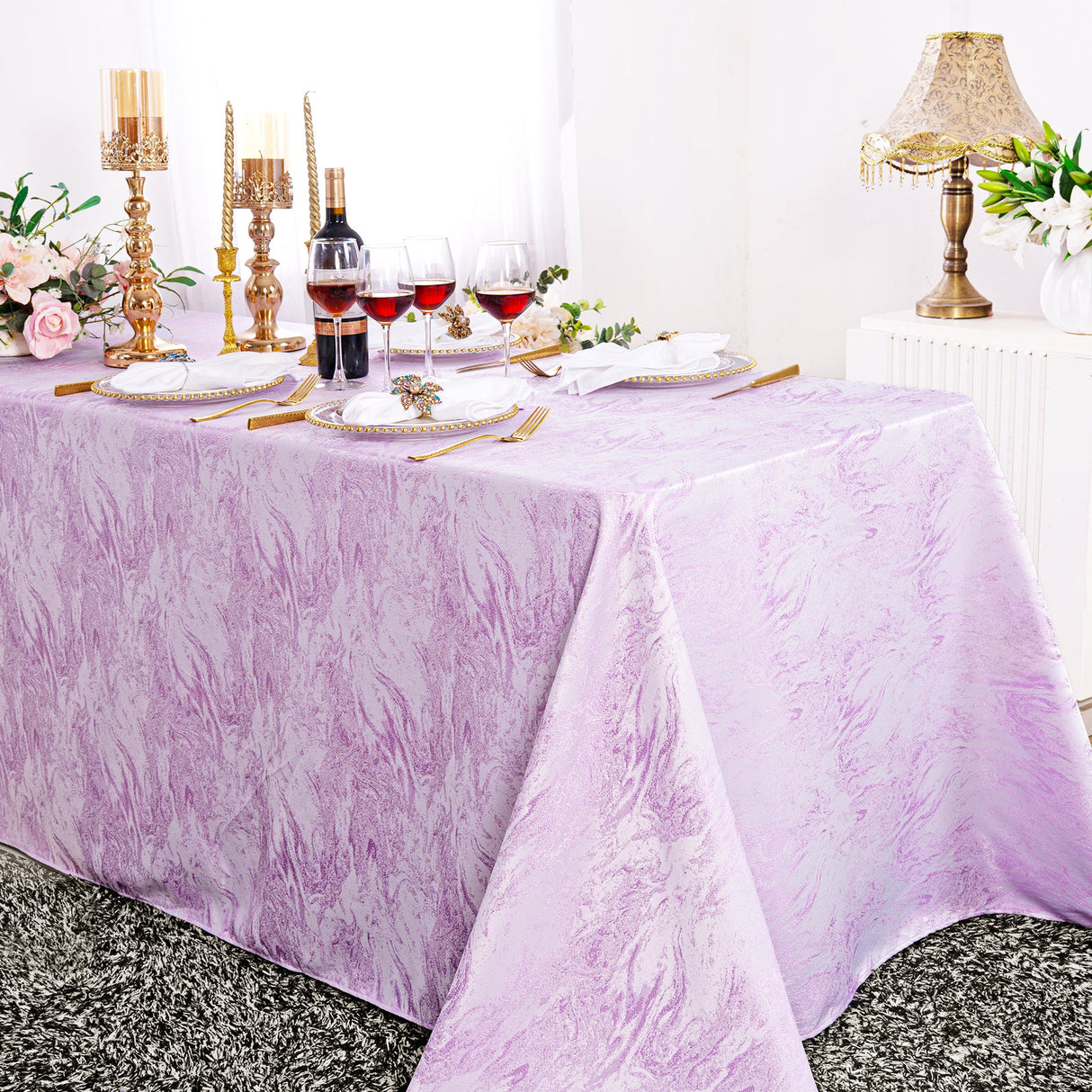 Rectangular Polyester Tablecloth 90x132 Lavender