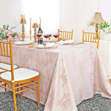 Rectangular Mirage Jacquard Polyester Tablecloth 90x132 Blush Pink/Rose Gold