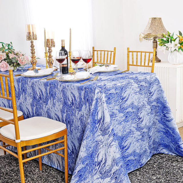 Jacquard Rectangular Tablecloth 90x156 Royal Blue