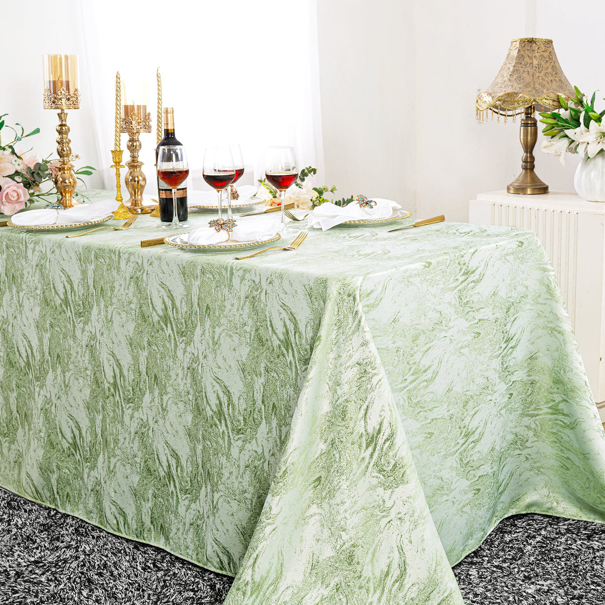 Rectangular Polyester Tablecloth 90x132 Sage Green