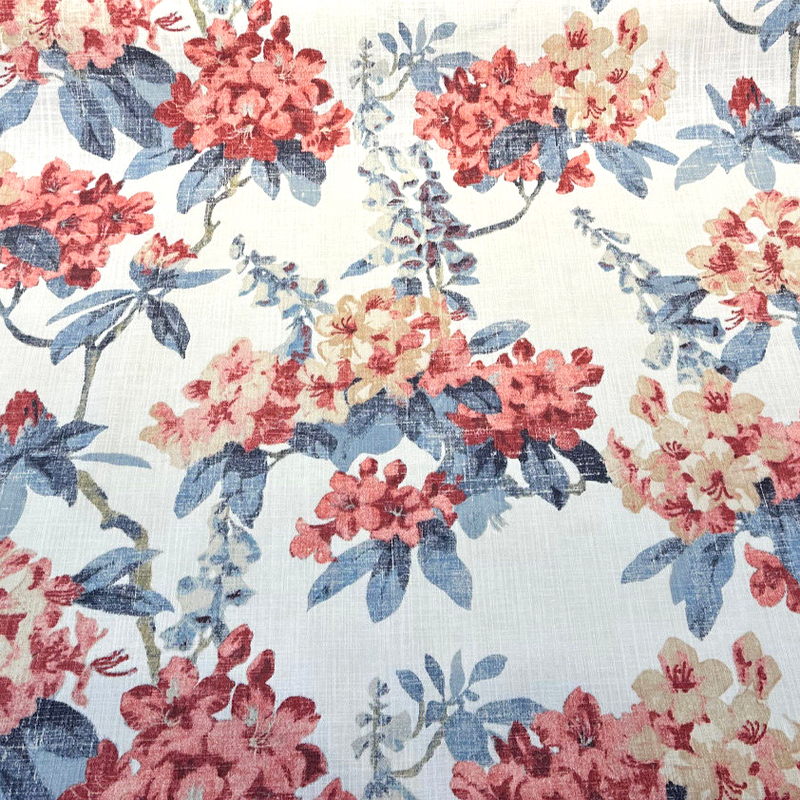 Waverly Elsa Indienne Cotton Fabric - Red Blue Floral, 54" Width, 25.25" Vertical Repeat, 27" Horizontal Repeat (1 Yard)