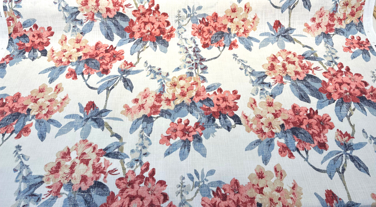 Waverly Elsa Indienne Cotton Fabric - Red Blue Floral, 54" Width, 25.25" Vertical Repeat, 27" Horizontal Repeat (1 Yard)