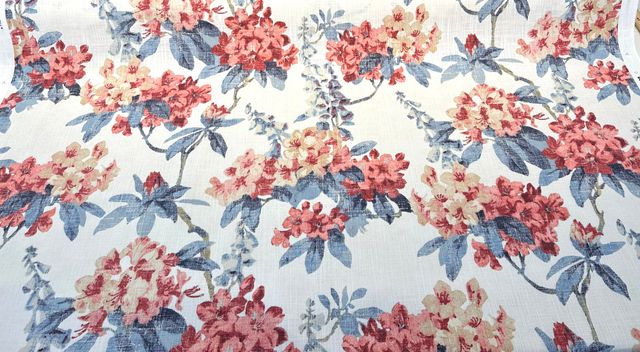 Waverly Elsa Indienne Cotton Fabric - Red Blue Floral, 54" Width, 25.25" Vertical Repeat, 27" Horizontal Repeat (1 Yard)