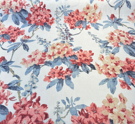 Waverly Elsa Indienne Cotton Fabric - Red Blue Floral, 54" Width, 25.25" Vertical Repeat, 27" Horizontal Repeat (1 Yard)