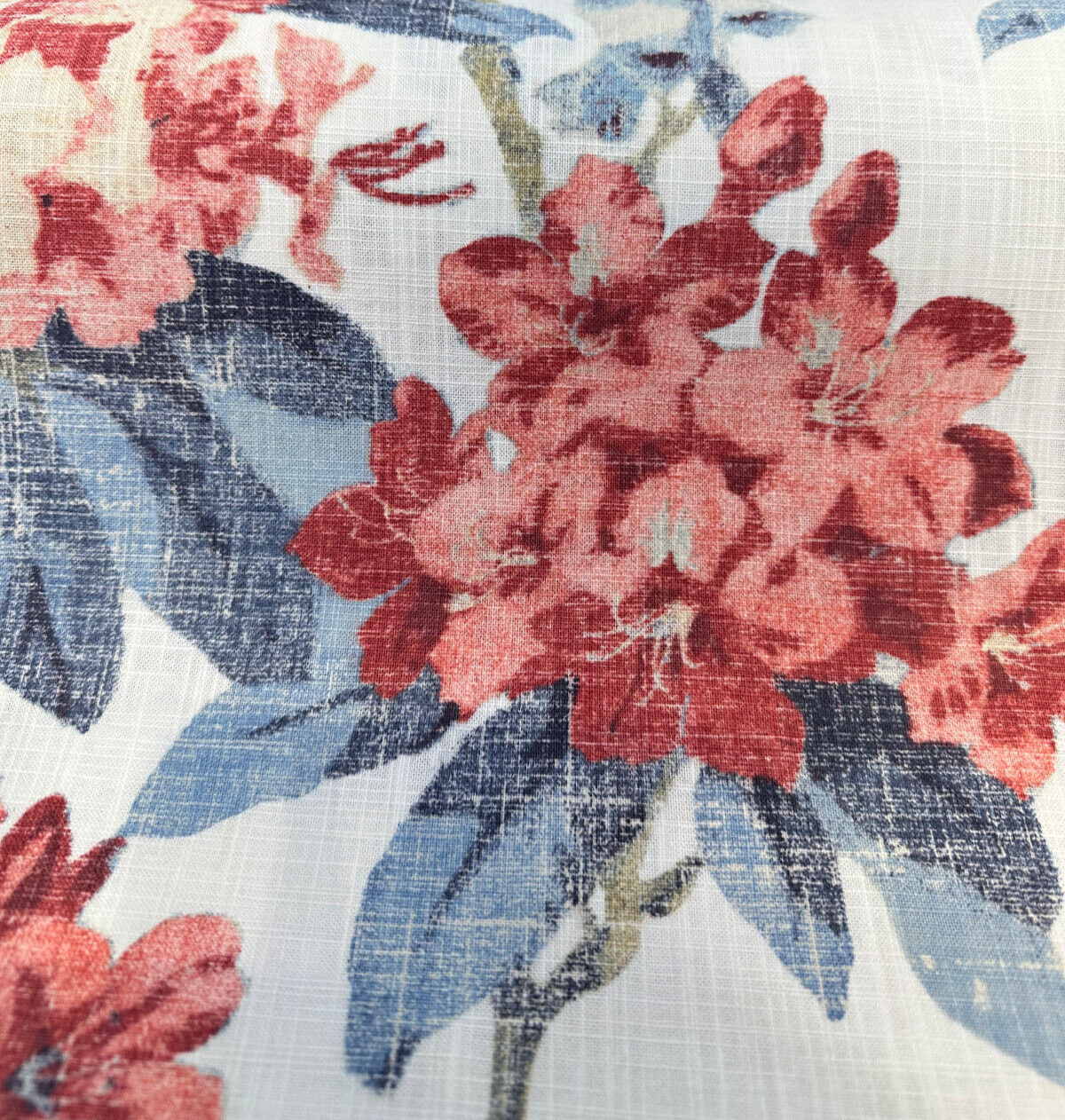 Waverly Elsa Indienne Cotton Fabric - Red Blue Floral, 54" Width, 25.25" Vertical Repeat, 27" Horizontal Repeat (1 Yard)