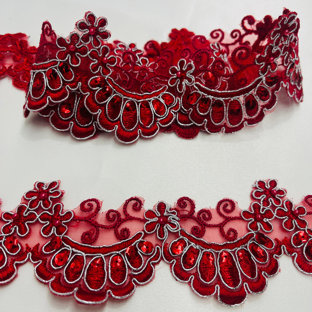 Beaded Corded Lace Trim