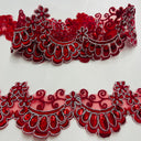 1 yarda de encaje bordado con cuentas y cordones de 2.5" de ancho malla de red 100% poliéster para vestidos de ocasión especial