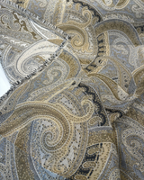 Sunbrella Coachella Desert Paisley Solution-Dyed Acrylic Fabric - Cream, Taupe, Beige, Gold, Charcoal Paisley Pattern, 54" Width (1 Yard)